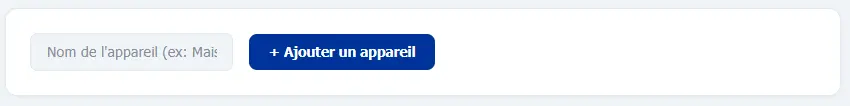 Champ nom de l'appareil et bouton Ajouter un appareil dans le dashboard Remote